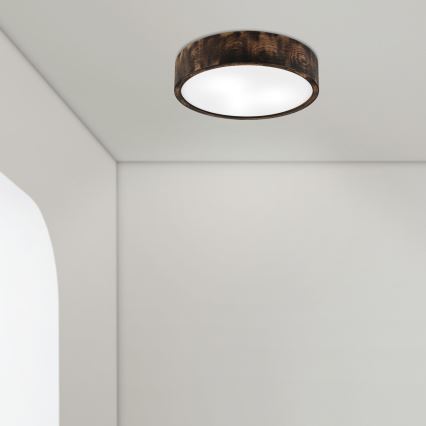 Bathroom ceiling light OAK SMOKY 3xE27/15W/230V IP54 ø 37,5 cm oak/brown