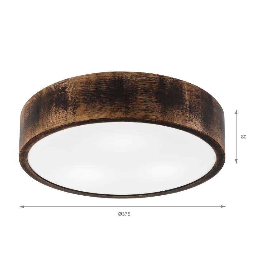 Bathroom ceiling light OAK SMOKY 3xE27/15W/230V IP54 ø 37,5 cm oak/brown
