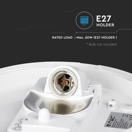Bathroom ceiling light with sensor 1xE27/60W/230V IP44 ø 29,6 cm