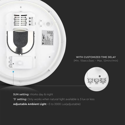 Bathroom ceiling light with sensor 1xE27/60W/230V IP44 ø 29,6 cm