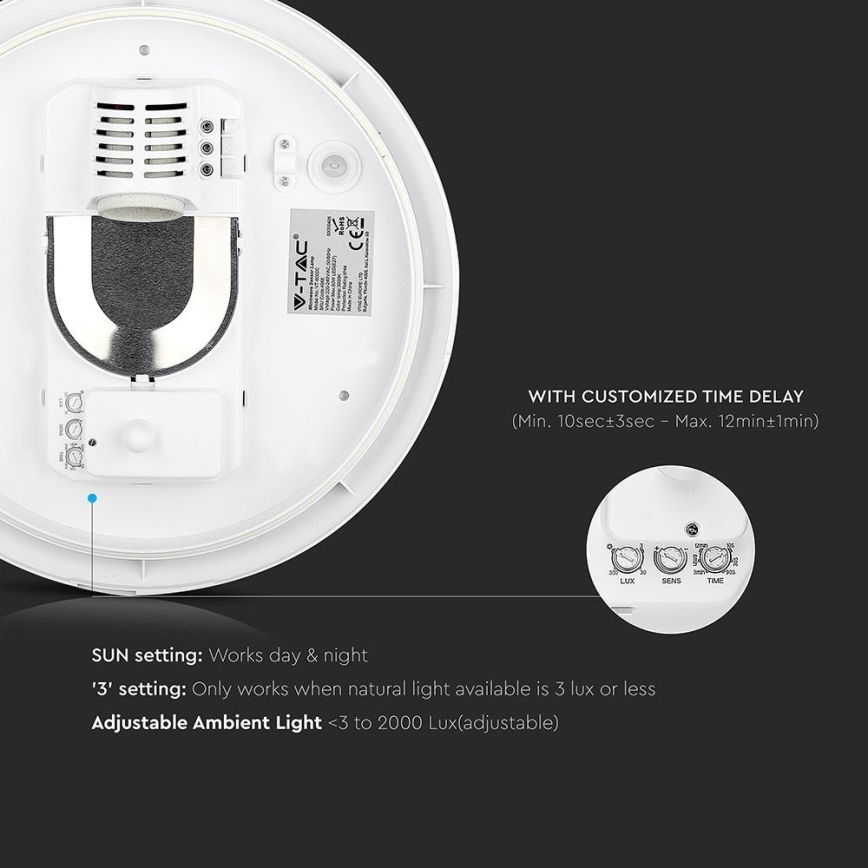 Bathroom ceiling light with sensor 1xE27/60W/230V IP44 ø 29,6 cm