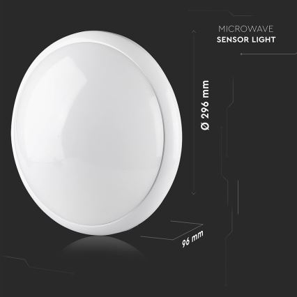 Bathroom ceiling light with sensor 1xE27/60W/230V IP44 ø 29,6 cm