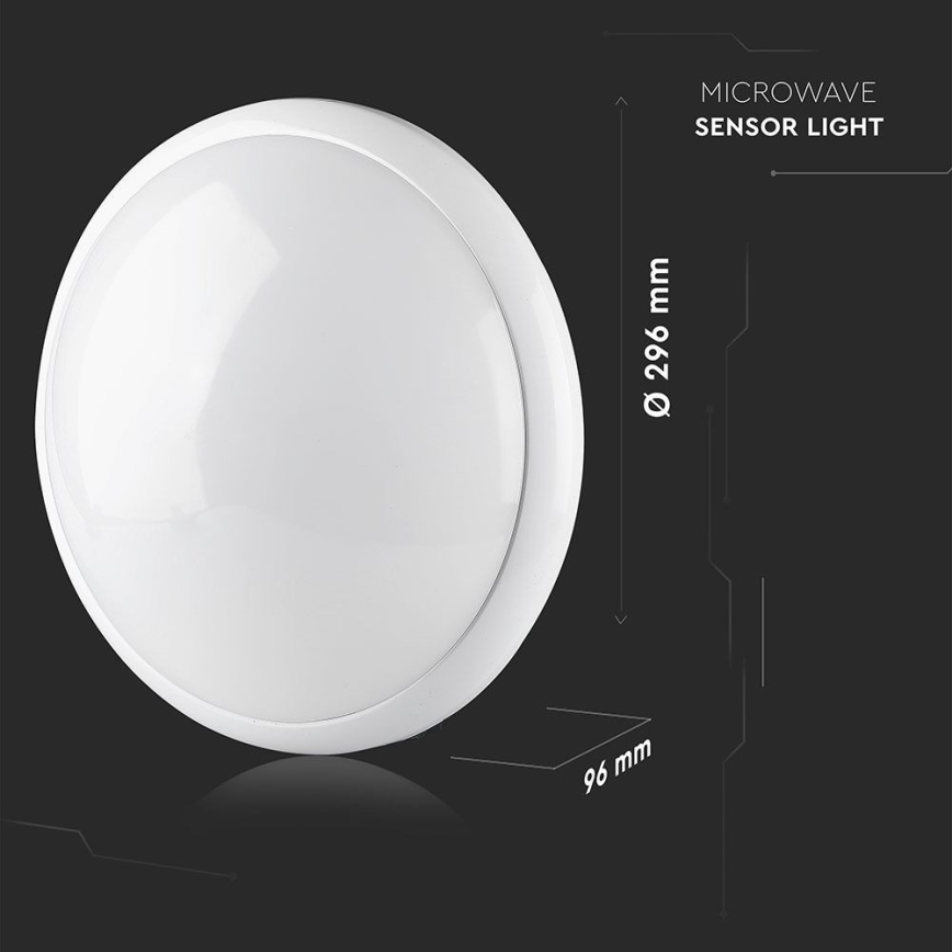 Bathroom ceiling light with sensor 1xE27/60W/230V IP44 ø 29,6 cm