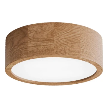 Bathroom ceiling light with sensor CLEO 2xE27/24W/230V, Ø 27.5 cm, IP54, oak