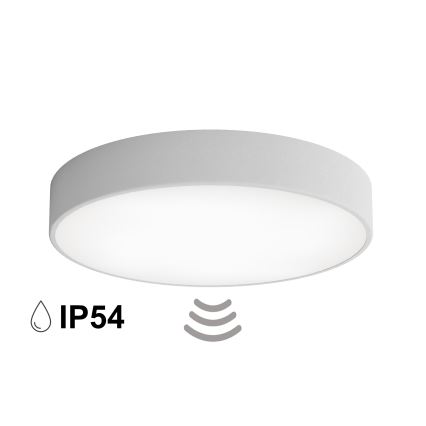 Bathroom ceiling light with sensor CLEO 4xE27/24W/230V Ø 50 cm IP54 gray
