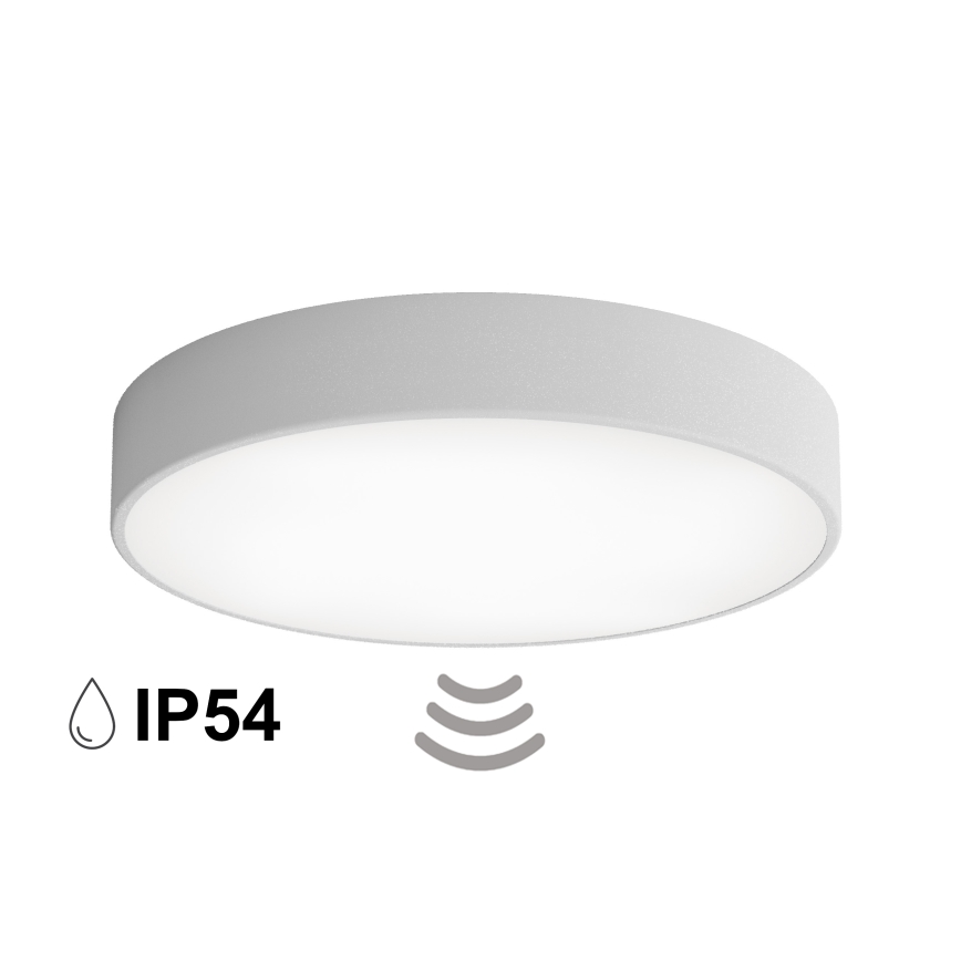 Bathroom ceiling light with sensor CLEO 4xE27/24W/230V Ø 50 cm IP54 gray