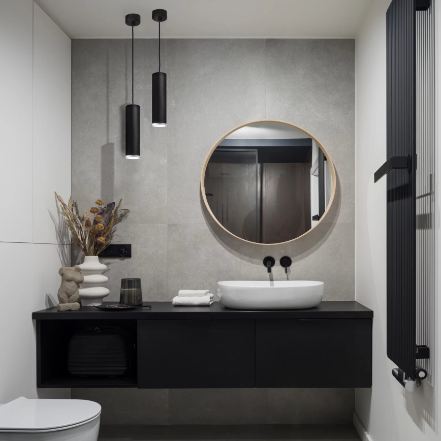 Bathroom chandelier on a string TURYN 1xGU10/10W/230V IP44 black