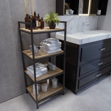 Bathroom rack STRALSUND 110x45 cm oak/black