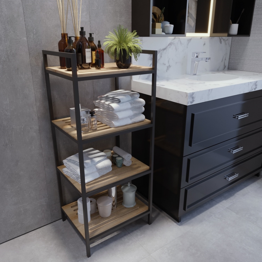 Bathroom rack STRALSUND 110x45 cm oak/black