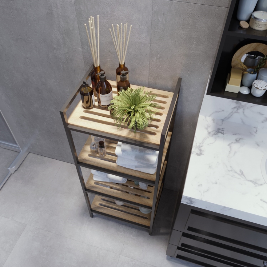 Bathroom rack STRALSUND 110x45 cm oak/black