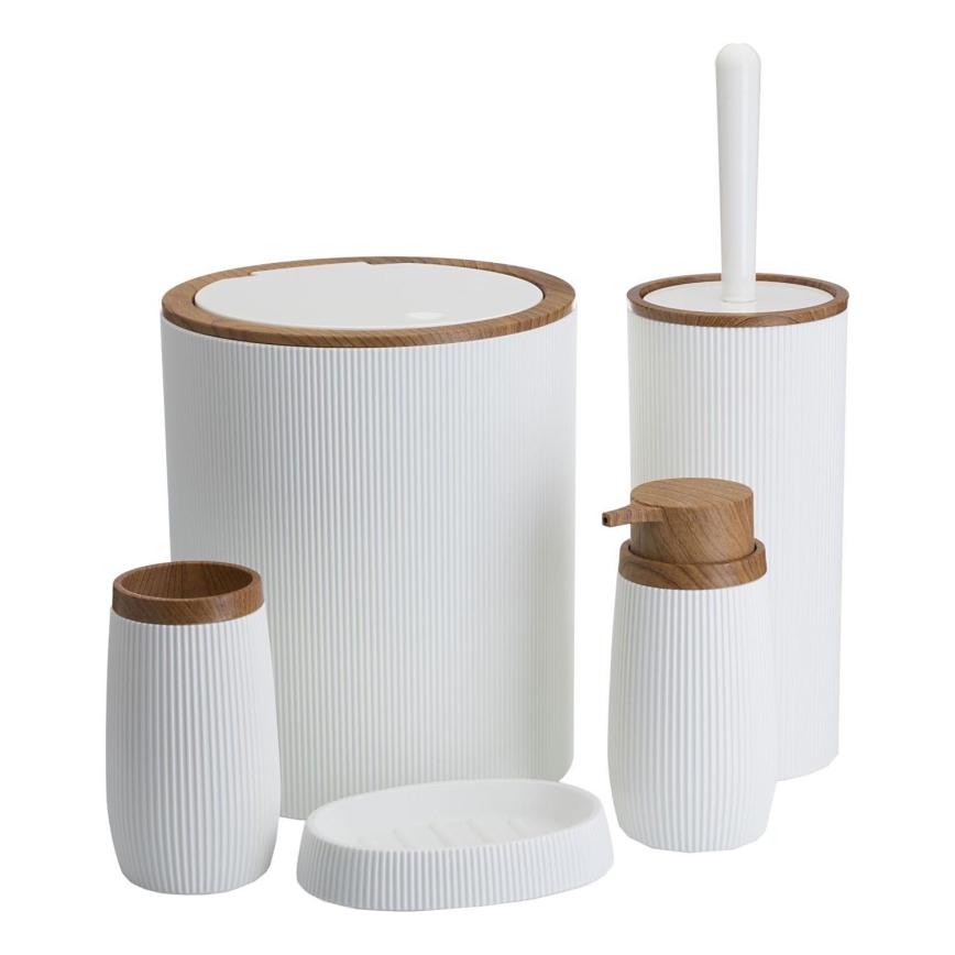 Bathroom set ALISON 5 pcs white/brown