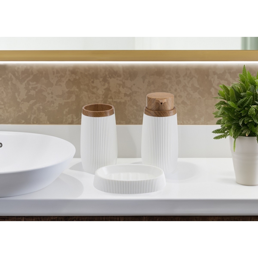 Bathroom set ALISON 5 pcs white/brown