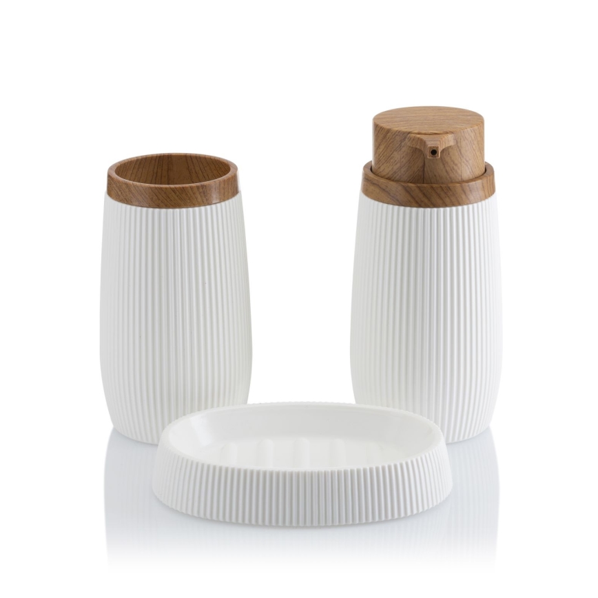 Bathroom set ALISON 5 pcs white/brown