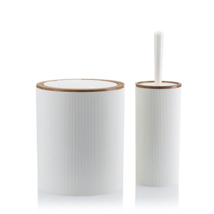 Bathroom set ALISON 5 pcs white/brown