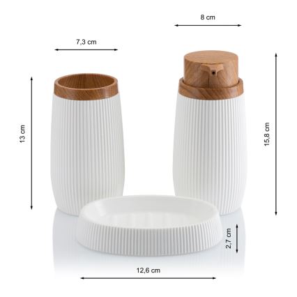Bathroom set ALISON 5 pcs white/brown