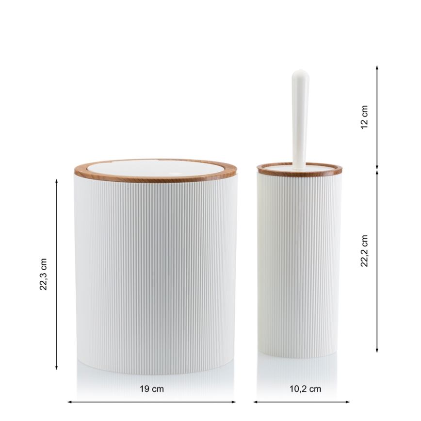 Bathroom set ALISON 5 pcs white/brown