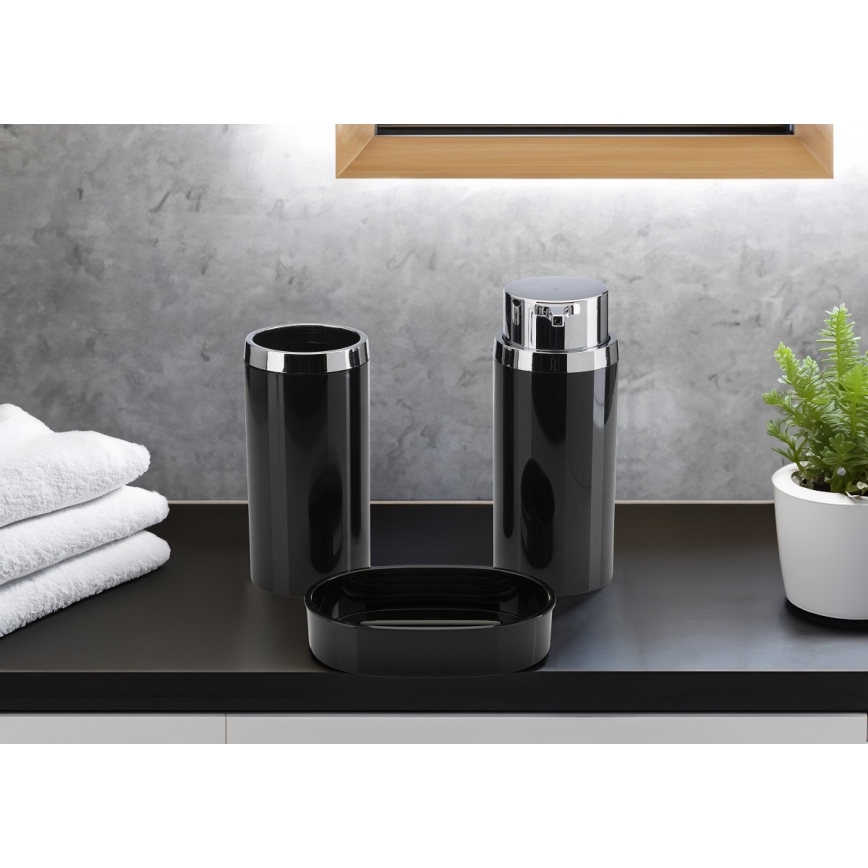 Bathroom set CARMEN 5 pcs black/shiny chrome