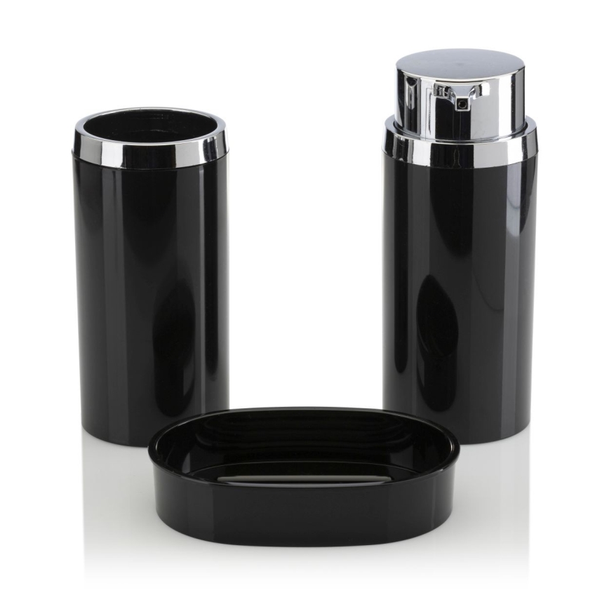 Bathroom set CARMEN 5 pcs black/shiny chrome