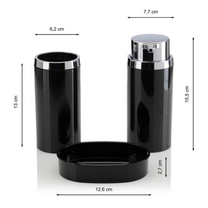 Bathroom set CARMEN 5 pcs black/shiny chrome