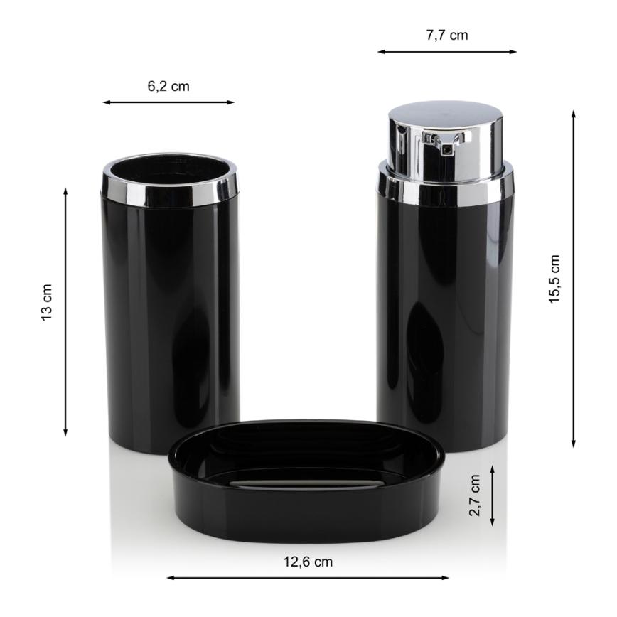 Bathroom set CARMEN 5 pcs black/shiny chrome