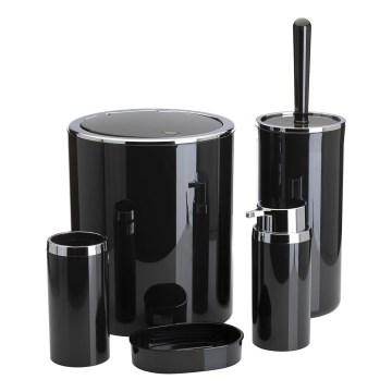 Bathroom set CARMEN 5 pcs black/shiny chrome