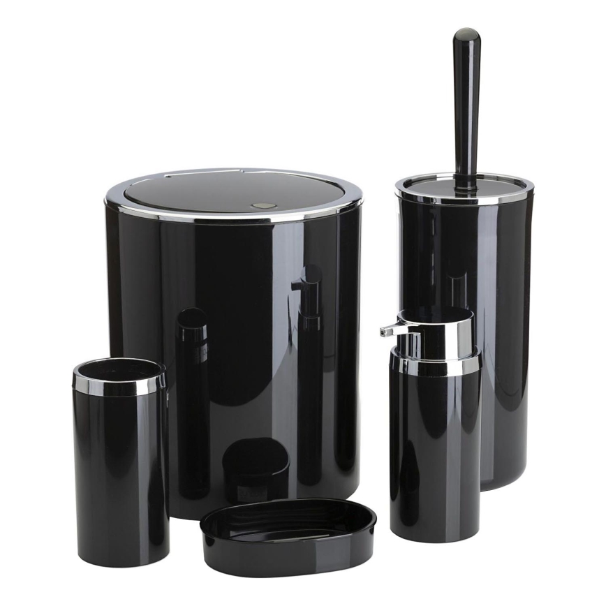 Bathroom set CARMEN 5 pcs black/shiny chrome