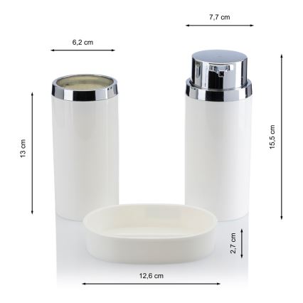Bathroom set CARMEN 5 pcs white/shiny chrome