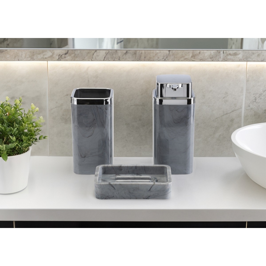 Bathroom set GRIS 5 pcs grey/shiny chrome