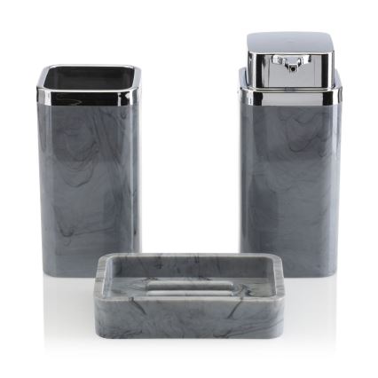 Bathroom set GRIS 5 pcs grey/shiny chrome