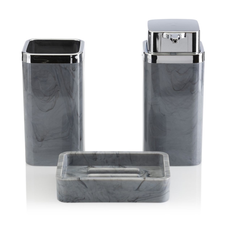 Bathroom set GRIS 5 pcs grey/shiny chrome