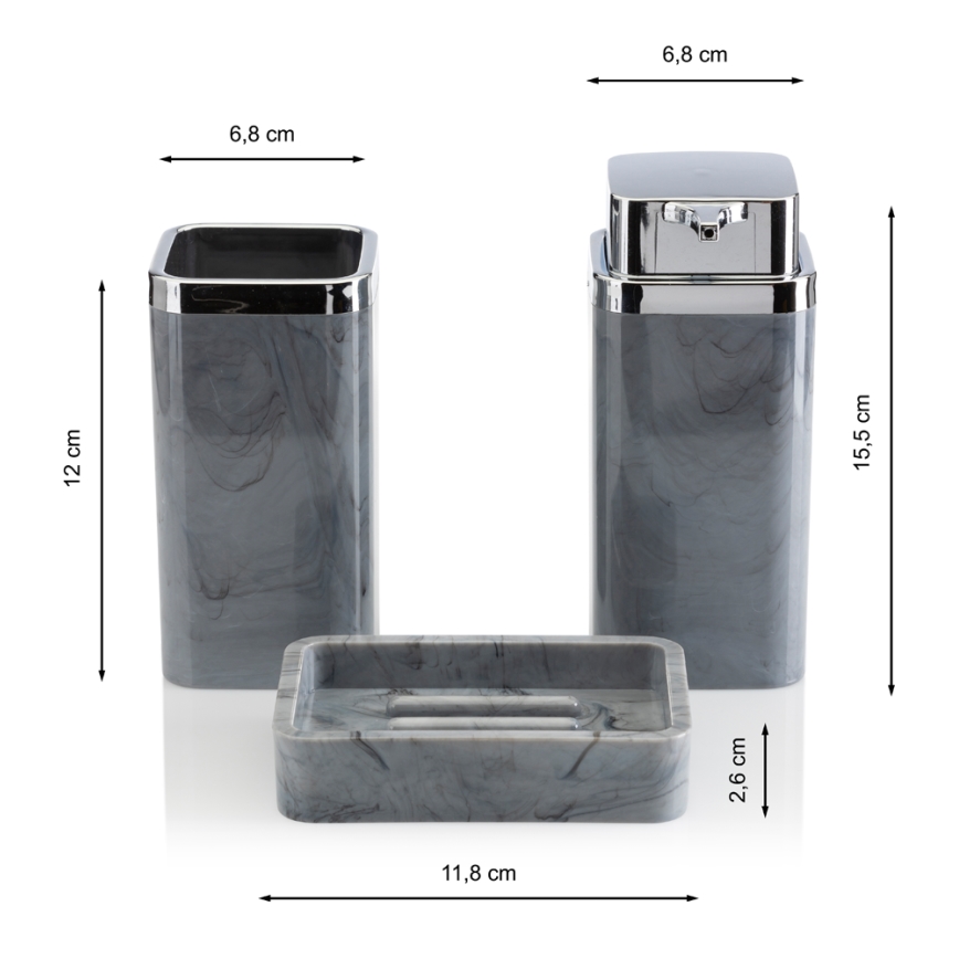Bathroom set GRIS 5 pcs grey/shiny chrome