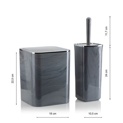 Bathroom set GRIS 5 pcs grey/shiny chrome