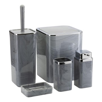Bathroom set GRIS 5 pcs grey/shiny chrome