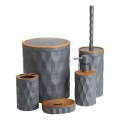 Bathroom set REINA 5 pcs anthracite/brown