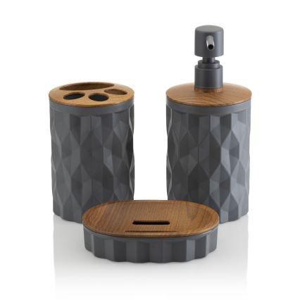 Bathroom set REINA 5 pcs anthracite/brown