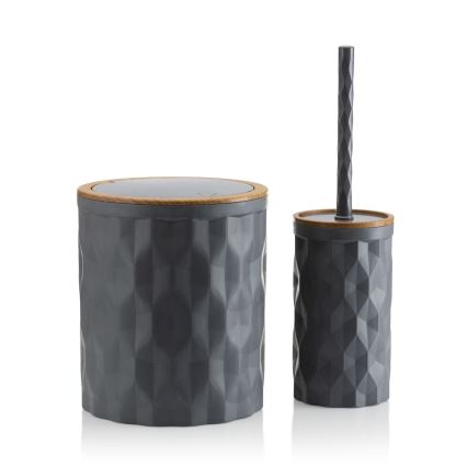 Bathroom set REINA 5 pcs anthracite/brown