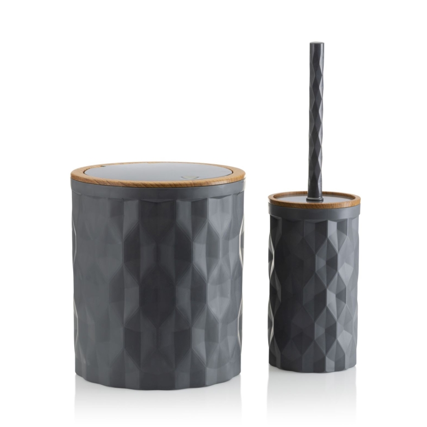 Bathroom set REINA 5 pcs anthracite/brown