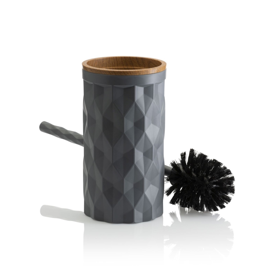 Bathroom set REINA 5 pcs anthracite/brown