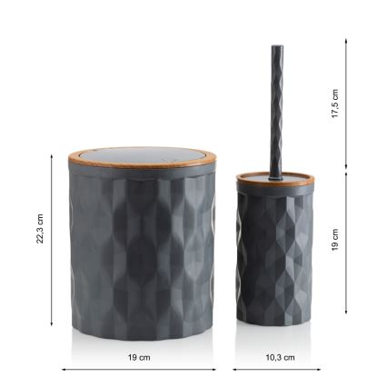 Bathroom set REINA 5 pcs anthracite/brown