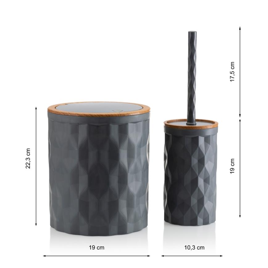 Bathroom set REINA 5 pcs anthracite/brown