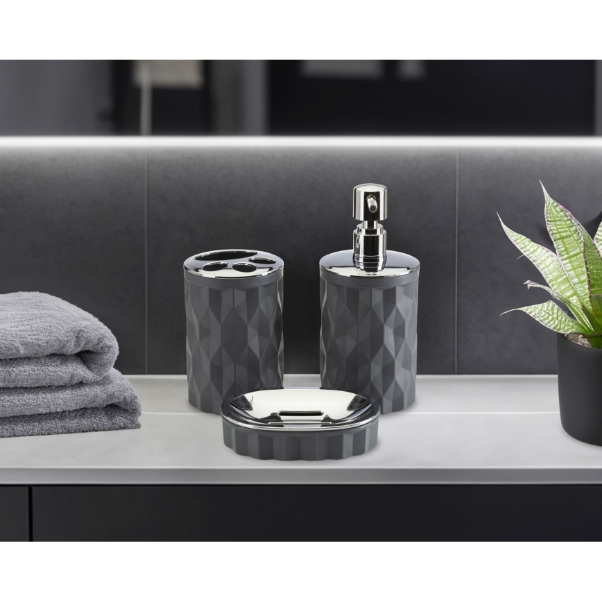 Bathroom set REINA 5 pcs anthracite/shiny chrome