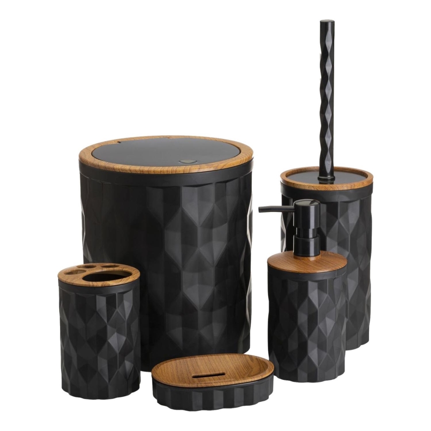 Bathroom set REINA 5 pcs black/brown