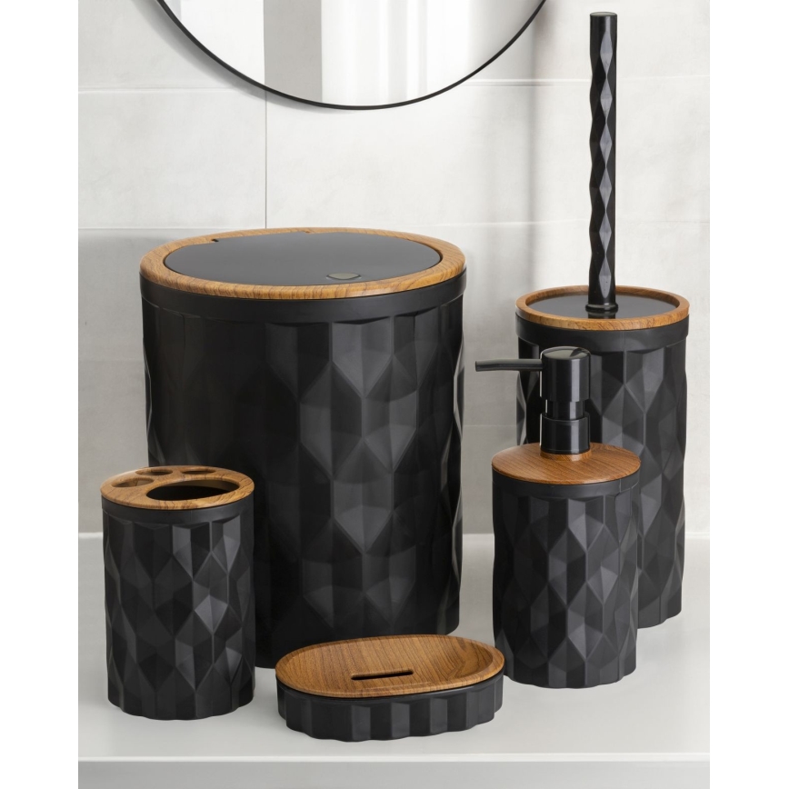 Bathroom set REINA 5 pcs black/brown