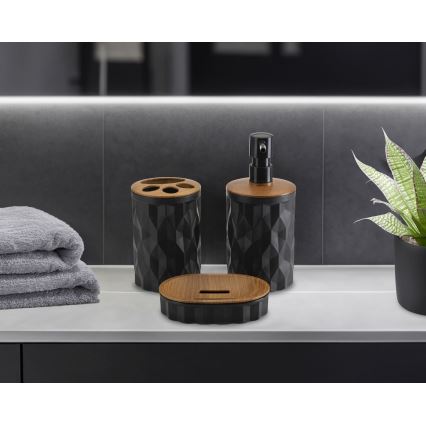 Bathroom set REINA 5 pcs black/brown