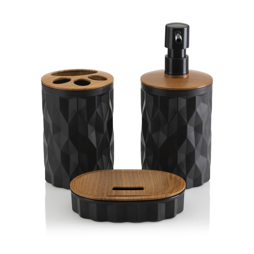Bathroom set REINA 5 pcs black/brown