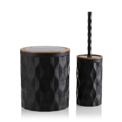 Bathroom set REINA 5 pcs black/brown