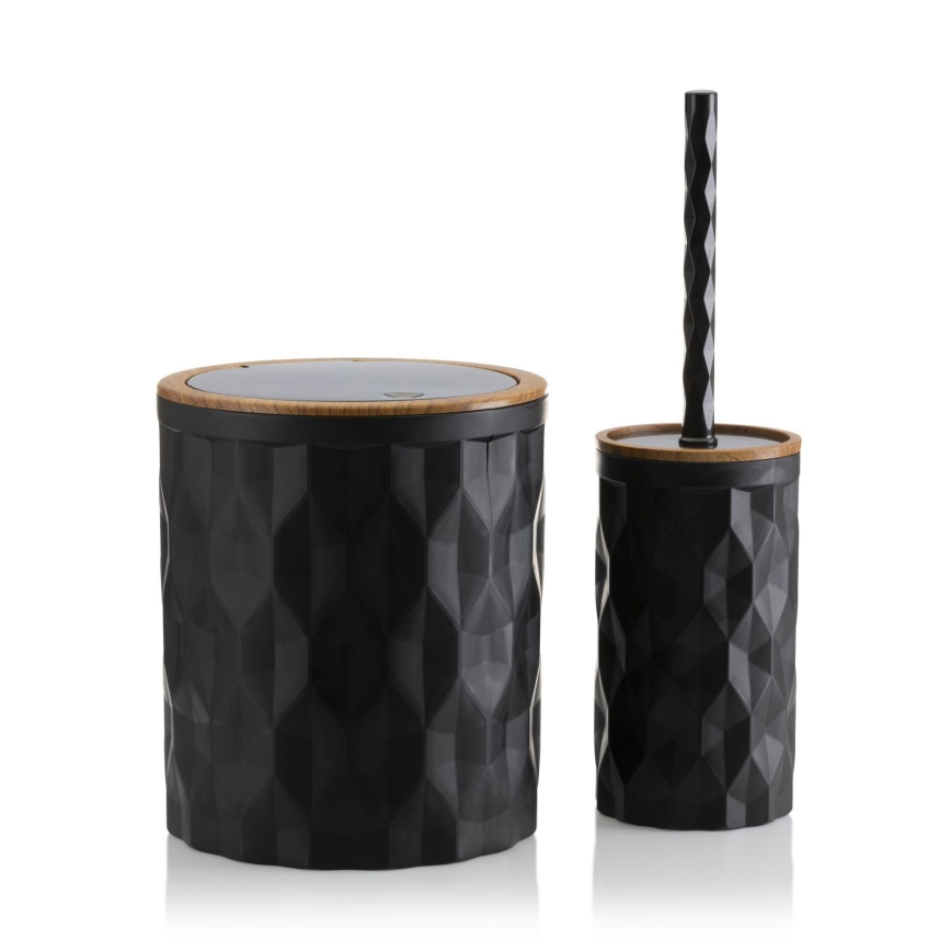 Bathroom set REINA 5 pcs black/brown