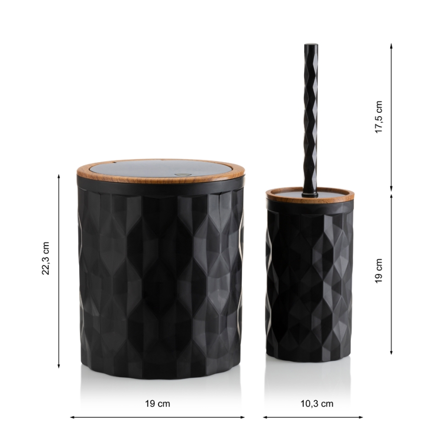 Bathroom set REINA 5 pcs black/brown