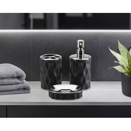 Bathroom set REINA 5 pcs black/shiny chrome