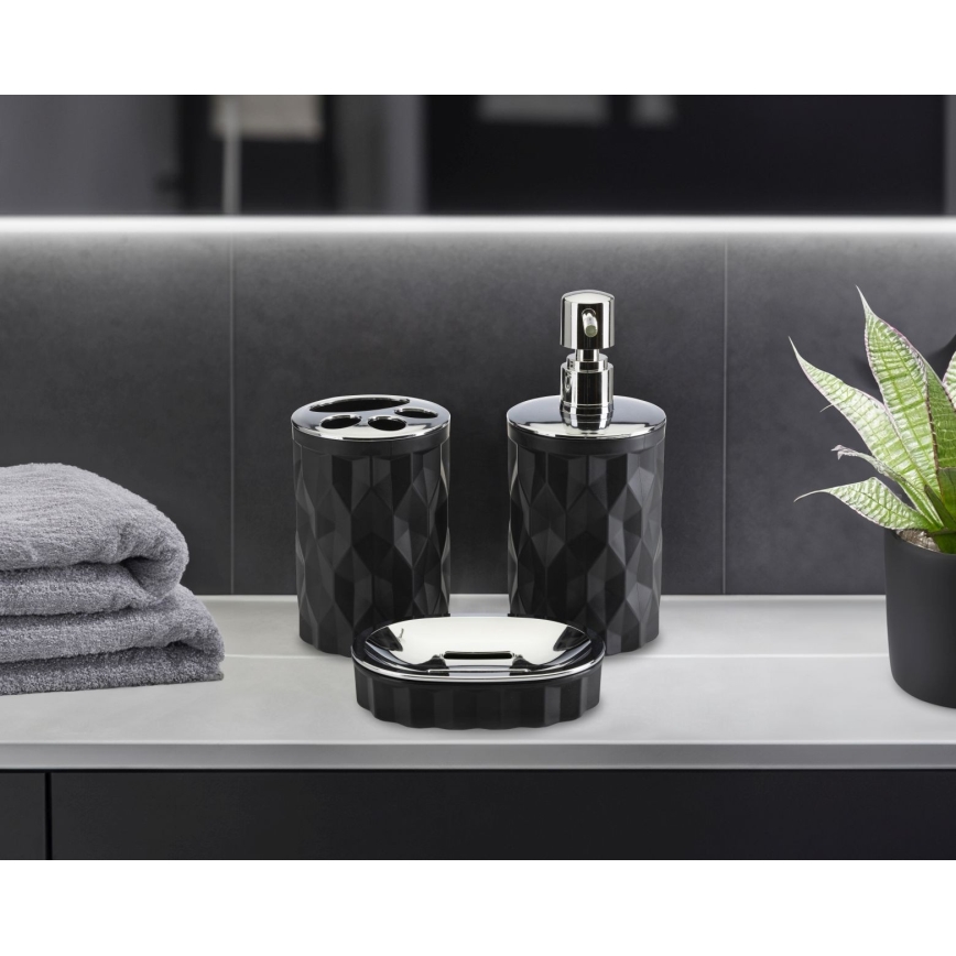Bathroom set REINA 5 pcs black/shiny chrome